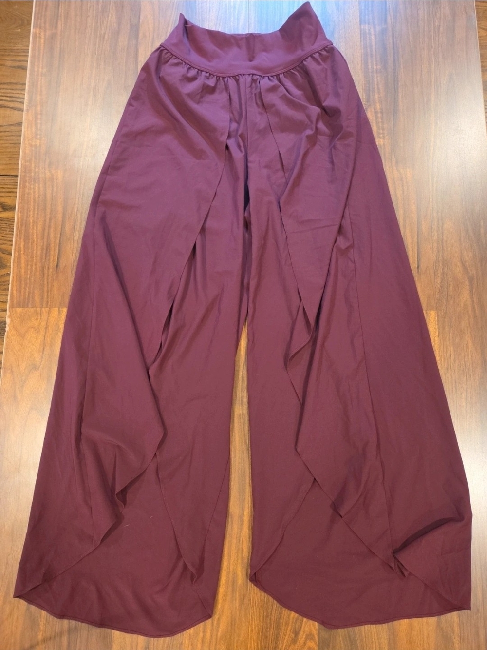 HALARA Wide-Leg Draped Palazzo Pants in Plum